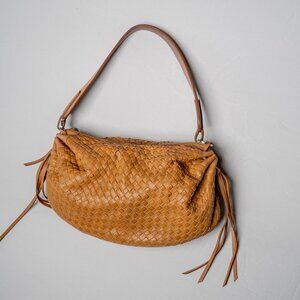 Butterscotch/Caramel Woven Leather Lancel Hobo Bag